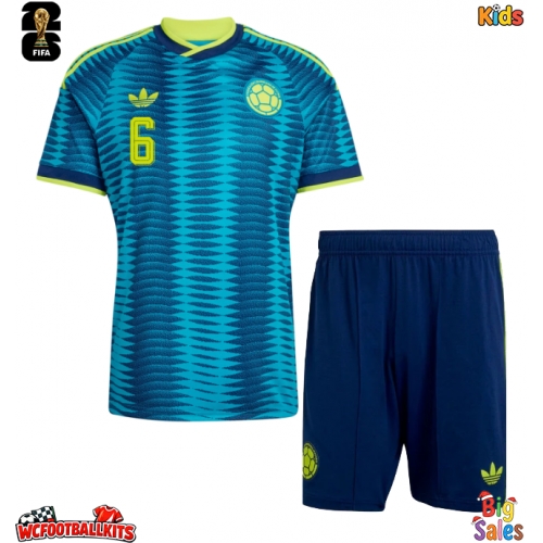 Colombia Richard Rios #6 Replica Away Stadium Kit for Kids World Cup 2026 Short Sleeve (+ pants)